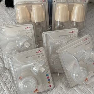 Wide Breast Flange Set 16mm - Clear and storage bottles